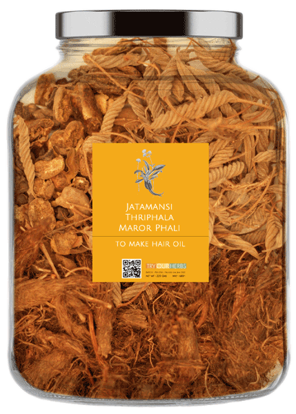 Herbal Black Hair Oil Infused with Jatamansi, Thriphala, and Maror Phali
